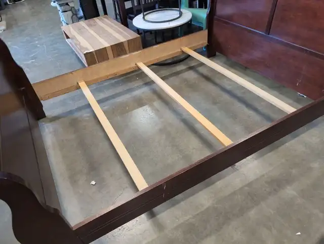 QUEEN SIZE SLEIGH BED FRAME WITH SLATS - in Beds & Mattresses in Delta/Surrey/Langley - Image 3