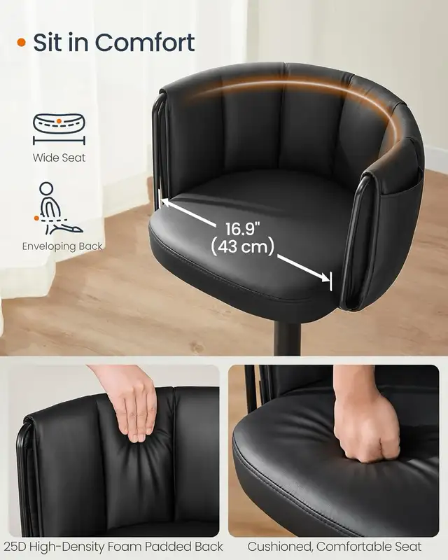  360° Swivel Bar Stool,  Height Adjustable Barstools with Curved in Chairs & Recliners in Markham / York Region - Image 9