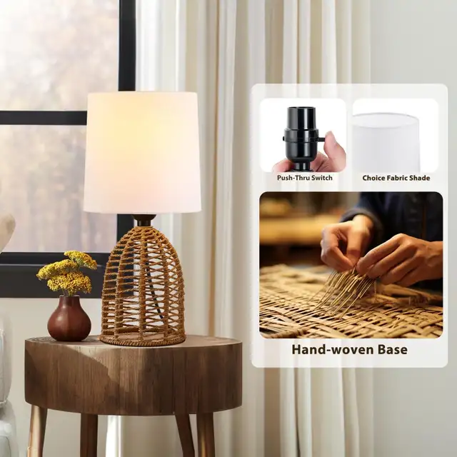 New EJIAXIN Rattan Lamp Boho Lamps Set of 2 in Indoor Lighting & Fans in City of Toronto - Image 5