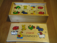 Jeu en bois FARM DOMINOES dans un coffret.