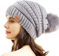 PAGE ONE Womens Fleece Lined Slouchy Beanie Chunky Baggy
