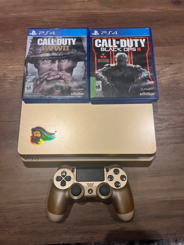PS4 slim 1TB gold limited edition + games in Sony Playstation 4 in City of Toronto