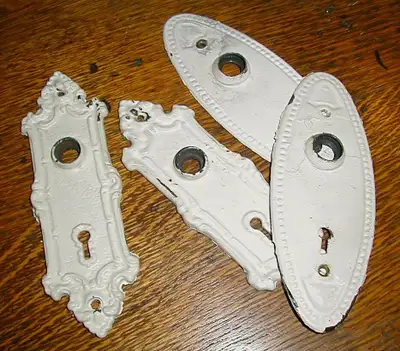 Antique door faceplates/escutcheon plates for sale (15M040530000), $40.00 each.
