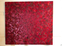 Peinture rouge sur rouge décoration acrylique sur bois 24 x 24