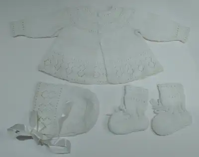 Hand knitted infant sweater set, View more