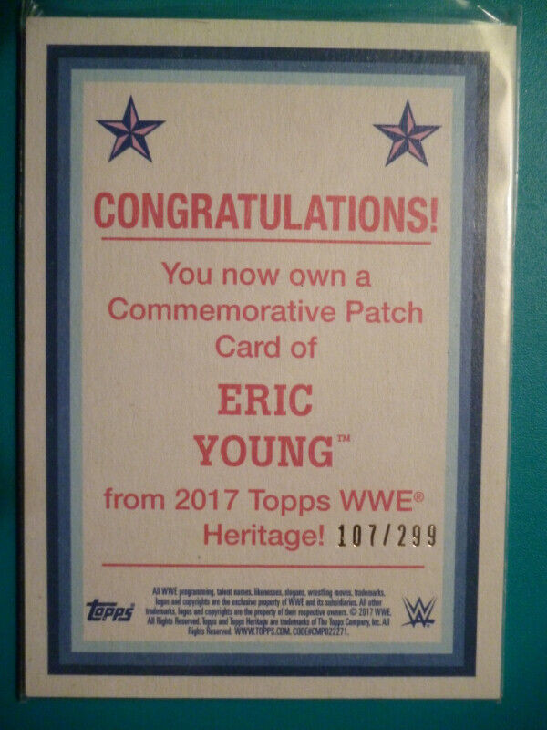 WWE NXT Patch Topps Relic Cards 2017 - Hideo Itami Eric Young in Arts & Collectibles in Peterborough - Image 4