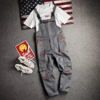 Men's Work Strap Overall Pants, Grey color, size Large [NEW]