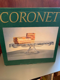 Coronet 12” lead crystal footed cake plate