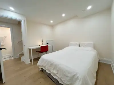 Newly renovated bedroom with private half bathroom for rent. Simple furnishing is provided (mattress...