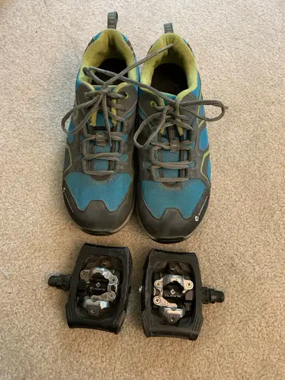 Shimano PD-T400 CLICK’R pedals with size 8.9 men’s shoes , View more