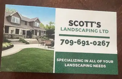 Doing landscaping services with free estimate, contact Scotts Landscaping 709 691 0267