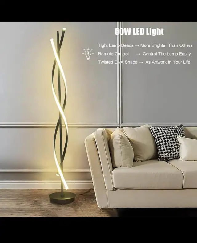 61inch Spiral LED Floor Lights;Art Interior Decoration Home Nor in Indoor Lighting & Fans in Hamilton - Image 8