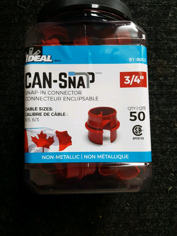Ideal 50pcs can-snap 3/4 snap in connector cable size 8/3, 6/3  in Electrical in La Ronge