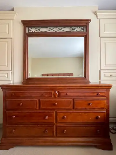 Solid wood dresser with mirror, View more