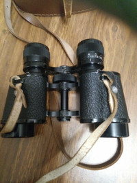 Binoculars with leather straps & leather case with leather strap