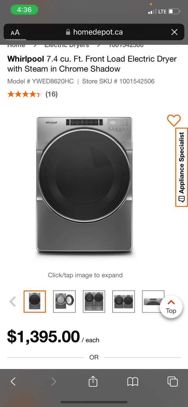 Whirlpool front load dryer w/steam in Washers & Dryers in Mississauga / Peel Region - Image 2