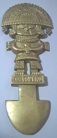 Vintage Peruvian Brass Tumi Sacrificial Knife Wall Hanger Plaque