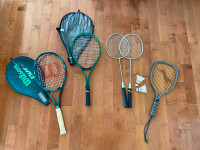 Raquettes tennis, squash et badminton (Wilson, Slagenzger, autre