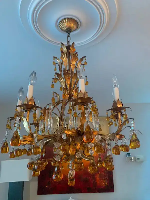 SALE All ORIGINAL Vintage Italian Gold Gilt FRUIT CHANDELIER in Indoor Lighting & Fans in Markham / York Region - Image 2