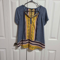 George blue/ yellow blouse size large 