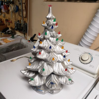 Vintage 3 Piece Silver Ceramic Christmas Tree 20 Inches 1978