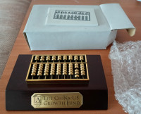 Small Abacus Desk Paperweight - Wood Base. New. Collectible