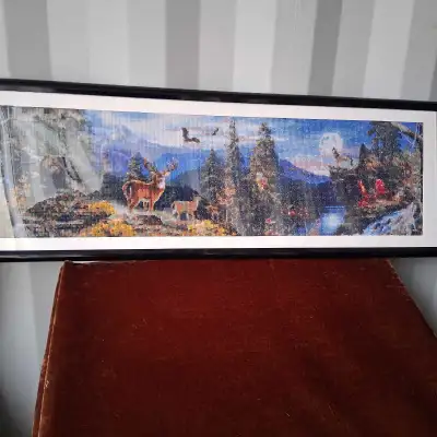 Needle point crafted western themed mountains, wildlife 48"L15"W, View more