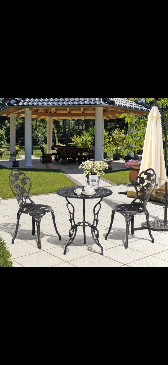 3PCs Patio Bistro Set, Outdoor Cast Aluminum Garden Table in Patio & Garden Furniture in Markham / York Region