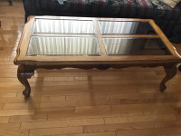 Oak coffee table and marching end tables
