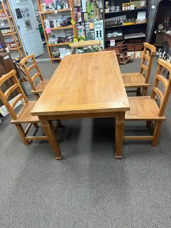 NEW Teak table & 4 chair SET 5’11”Lx2’11”Wx2’6”H, View more