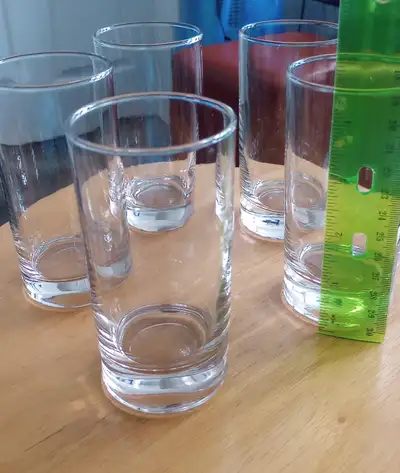 413 Five Clear Glasses No chips nor cracks $5, View more