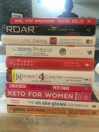 Various fitness and nutrition books