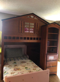 Solid wood Cottage loft  bunkbed plus an IKEA single bed