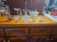 Fancy crystal dishes and silverware