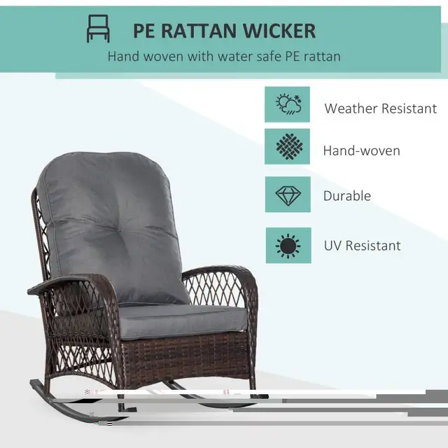 Rattan Rocking Chair, Outdoor Wicker Patio Rocker Chair Furnitur in Chairs & Recliners in Markham / York Region - Image 4