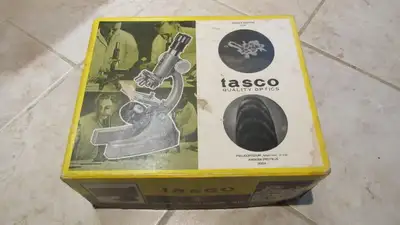Tasco classic microscope science set in wooden box, View more