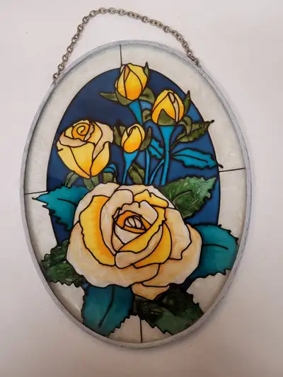 Amia Studios Oval Glass Floral Roses Sun Catcher, View more