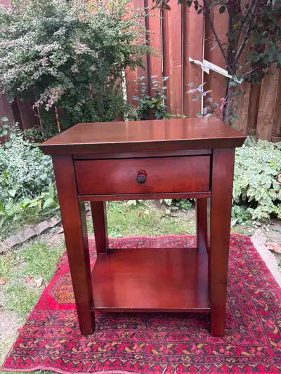 Vintage Wooden End / Side Table– One Drawer & Lower Shelf, View more