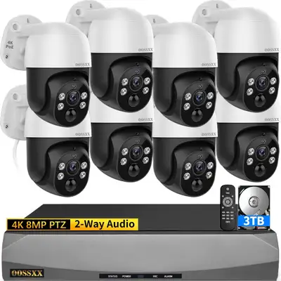 OOSSXX 4K PoE PTZ Wired Security Camera System with NVR, AI Huma, View more