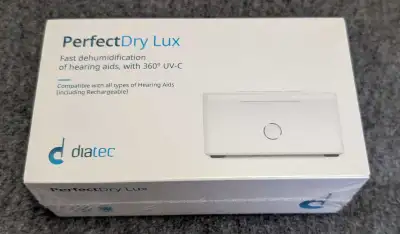 New, sealed. Fast dehumidification of hearing aids with 360° UV-C. Compatible with all types of hear...