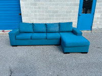 FREE DELIVERY• BLUE LARGE SECTIONAL COUCH / SOFA w/ CHAISE