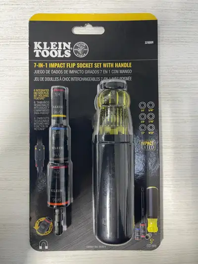 Klein Tools 7-in-1 Impact Flip Socket with Handle, Hex Impact So, View more