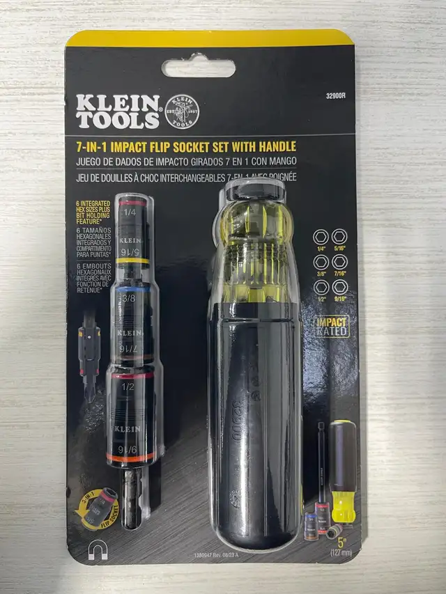 Klein Tools 7-in-1 Impact Flip Socket with Handle, Hex Impact So in Hand Tools in Mississauga / Peel Region - Image 2