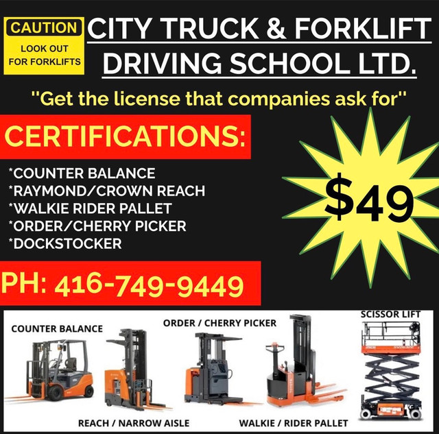 Forklift/Heavy Equipment/ClassD Training Available!! Drivers
