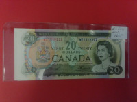 1969 Canada $  20 in 2 Consecutive Banknote