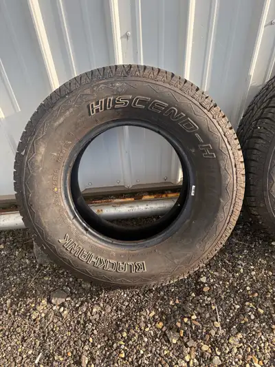 2 Blackhawk Hiscend-H M&S (mud and snow) tires; 235/75R15, radial tubeless, 109S extra load, less th...