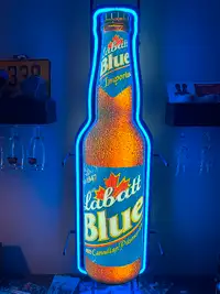 Large Vintage Labatt Blue Bottle Neon Bar Light Sign