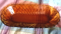 Vintage amber glass tray, container