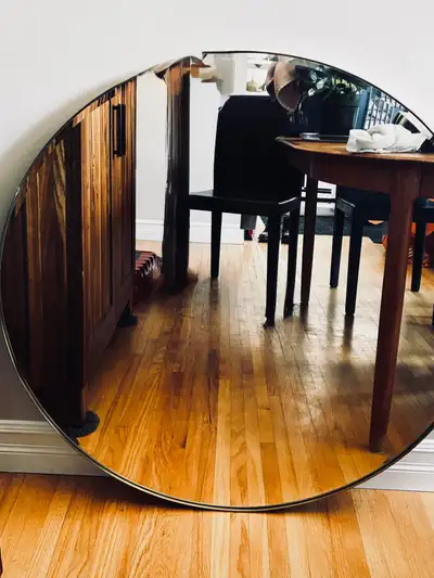 Crate & Barrel 36” round Edge mirror (brass) , View more