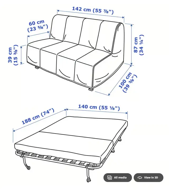 Sofabed - IKEA Standard bed size. $5063848994761347121